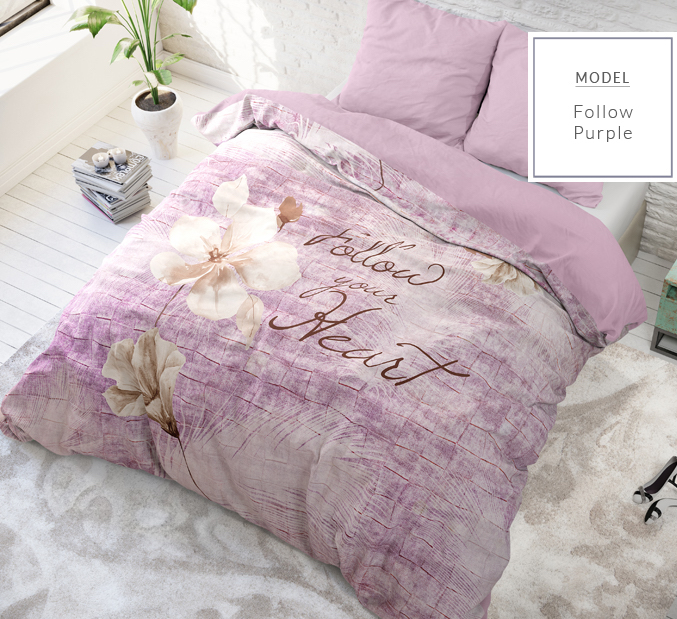 Stylowe bawełniane pościele w kolorze fioletowym do sypialni 180 x 200 cm