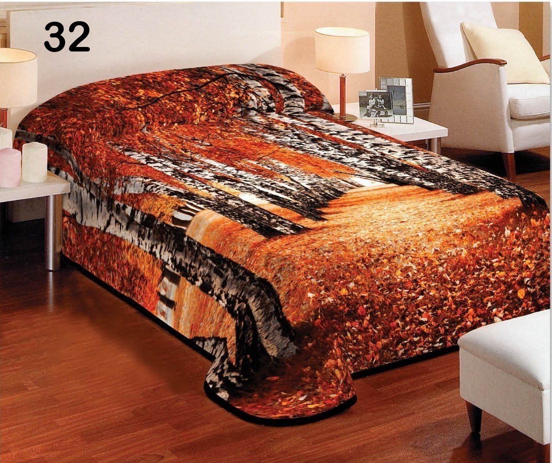 Nowoczesny pomarańczowy koc do sypialni z brzozami