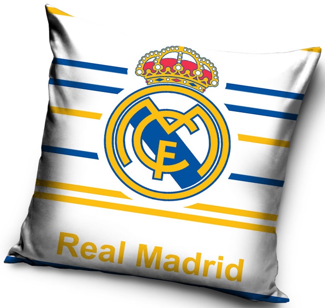 Biała ozdobna poszewka dziecięca z logo klubu Real Madrid
