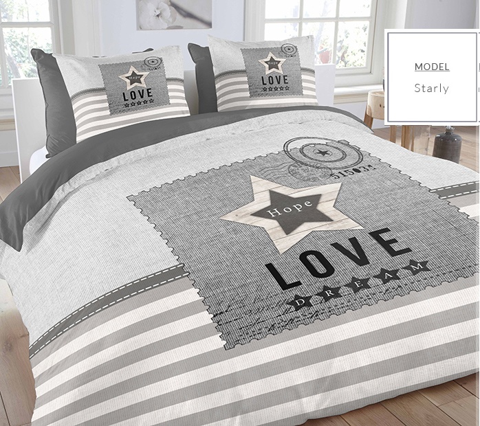 Gwiazdki pościel bawełniana w kolorze szarym na łóżko