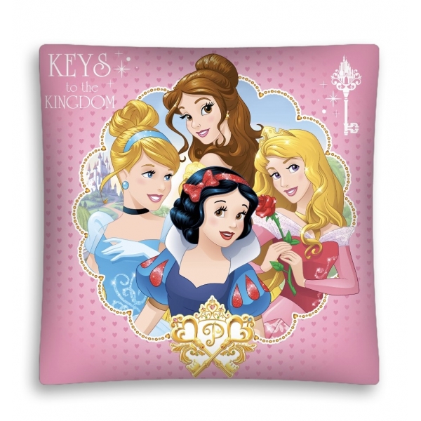 Różowa poszewka na poduszkę z księżniczkami