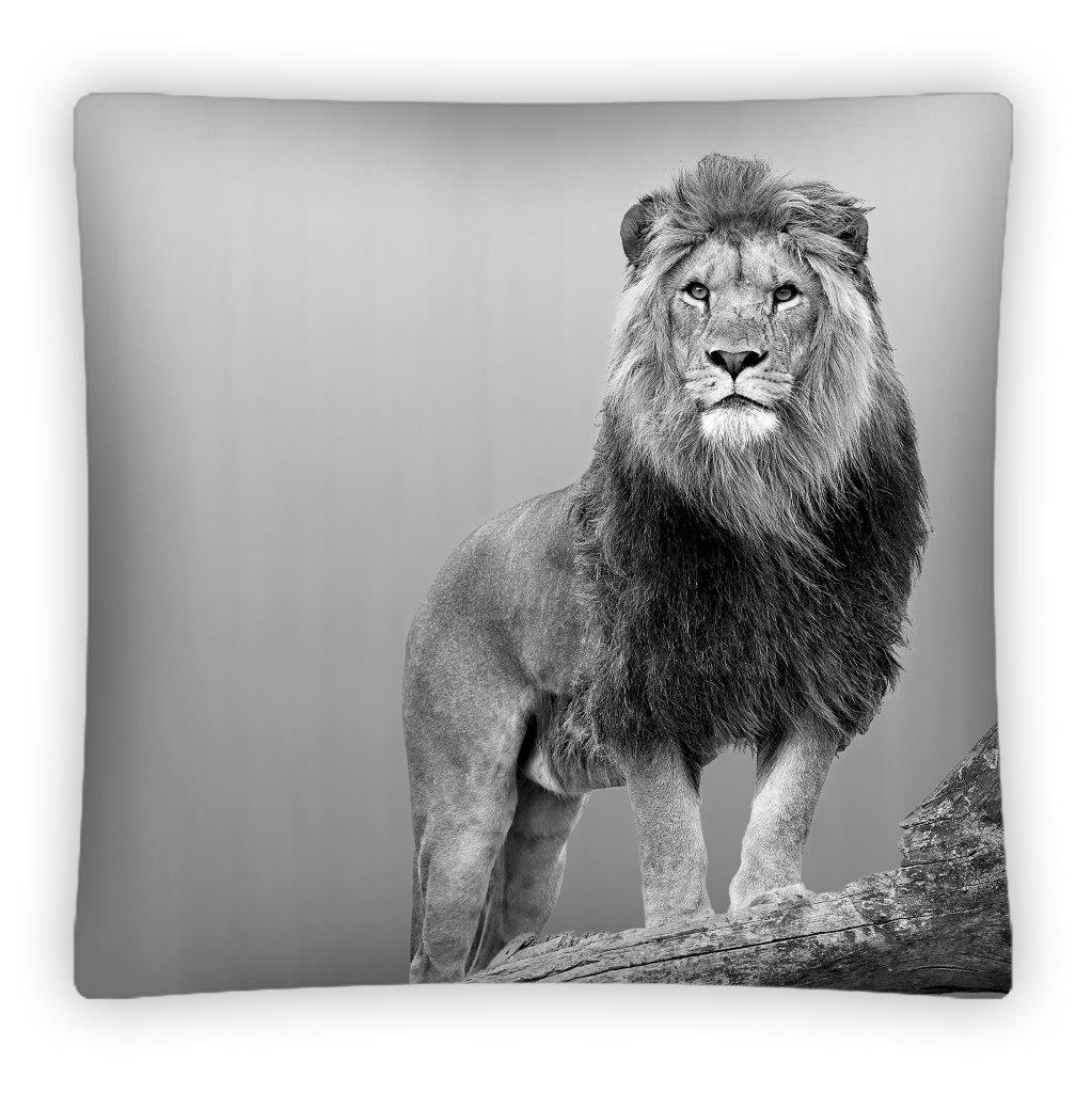 Szara poszewka na poduszkę 40x40 z lwem