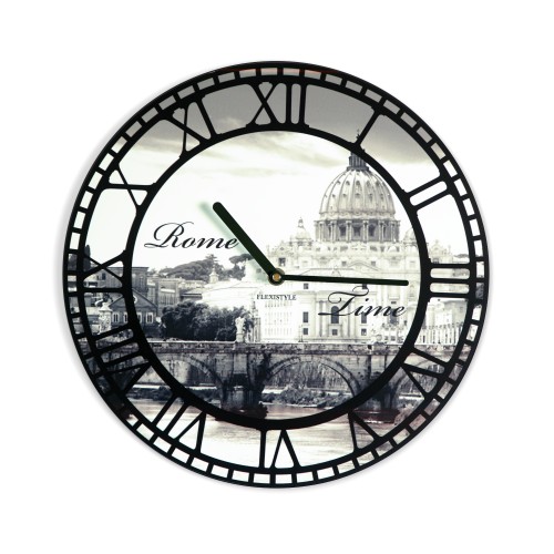 Zegar ze szkła akrylowego z Rzymem