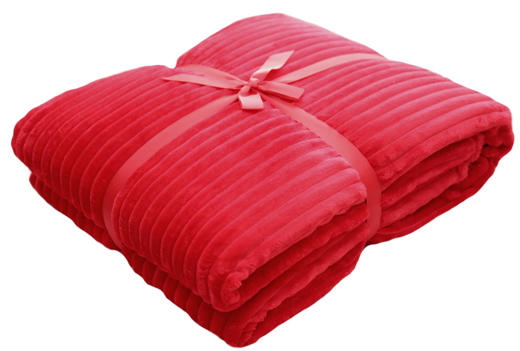Stylowe czerwone koce 160x200 żakardowe na łóżko do sypialni