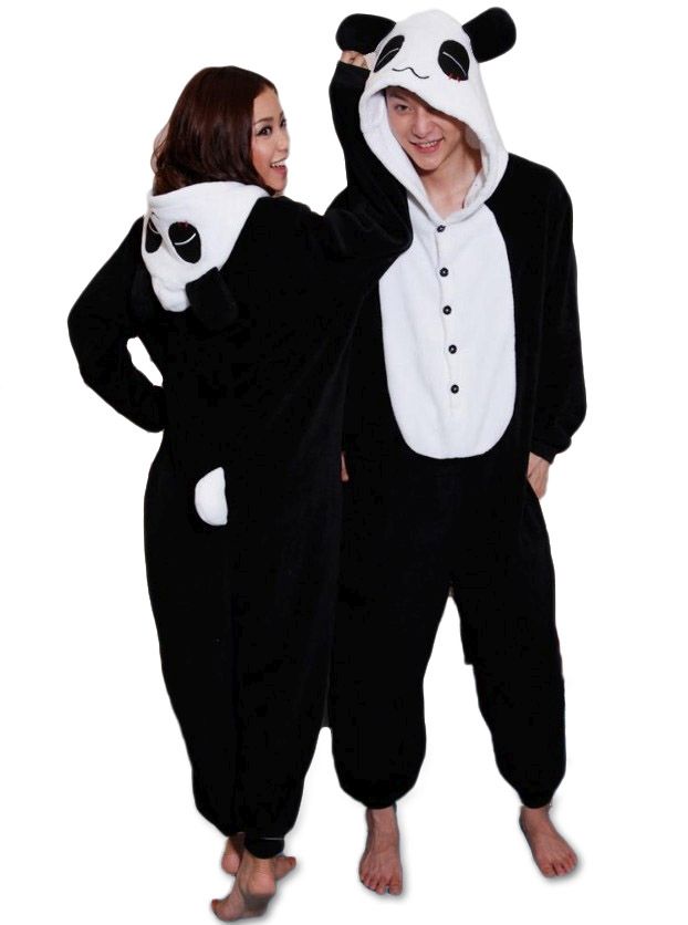 Czarna ciepła piżama kombinezonowa kigurumi kigu damskie i męskie kung-fu panda