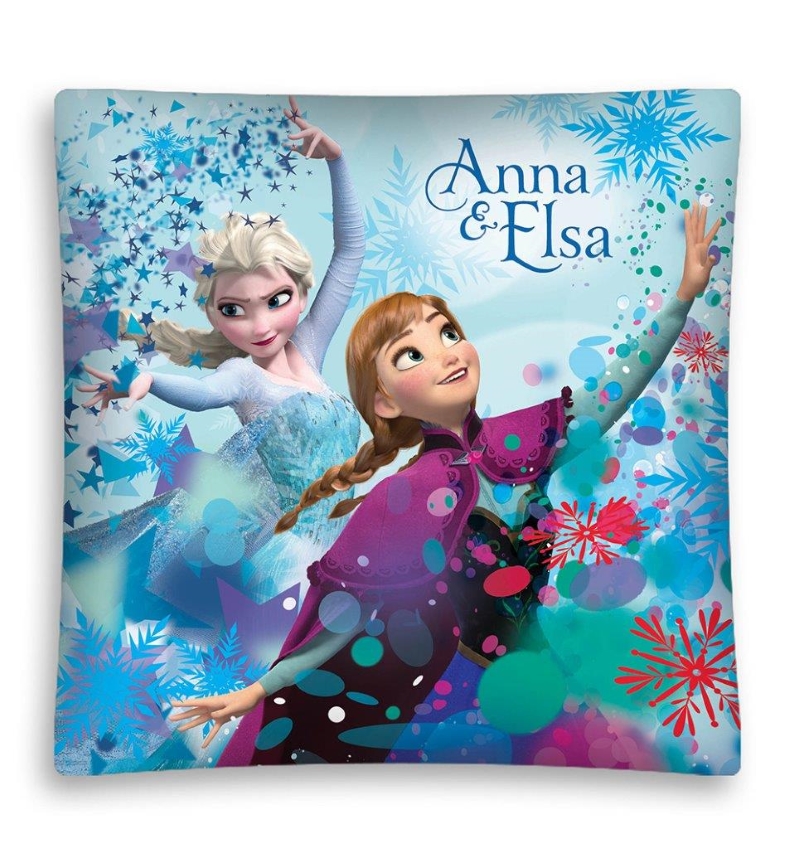 Modna niebieska poszewka dla dziewczynki na poduszkę 40x40 Anna&Elsa