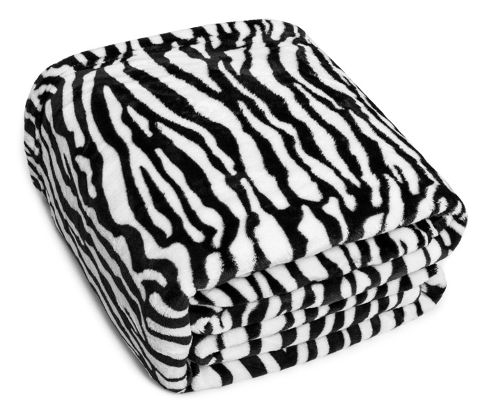 Gładki modny biało czarny koc zebra 160x210