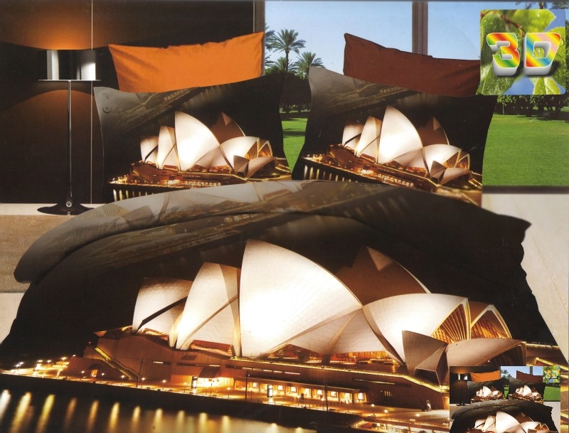 Pościel na łóżko w kolorze brązowym z operą w Sydney 