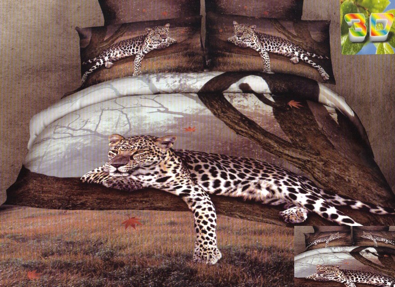 Beżowa pościel z bawełny z gepardem