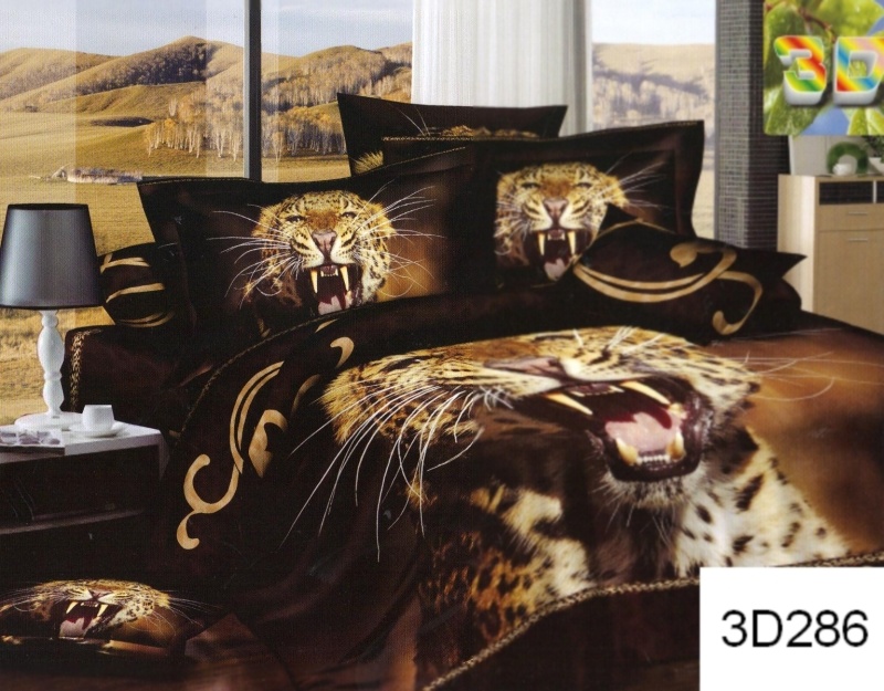 Pościele brązowe na łóżko z groźnym gepardem