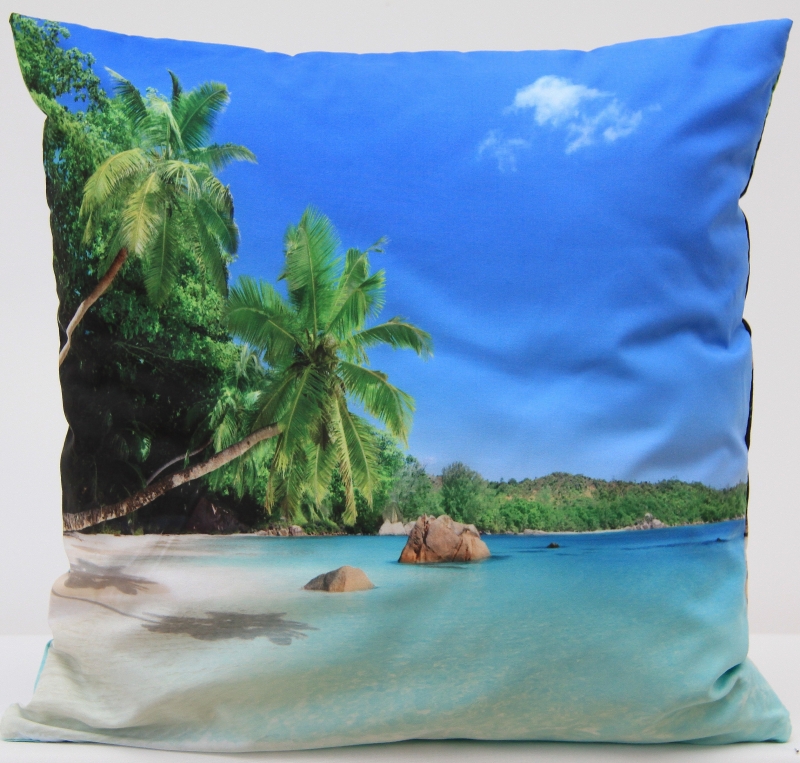 Morze palmy niebieskie poszewki na poduszki