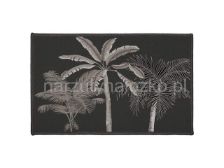Czarny dywanik z palmami szarymi