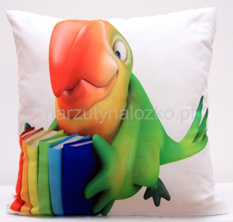 Kolorowa papuga poszewka na poduszkę ozdobna w kolorze białym