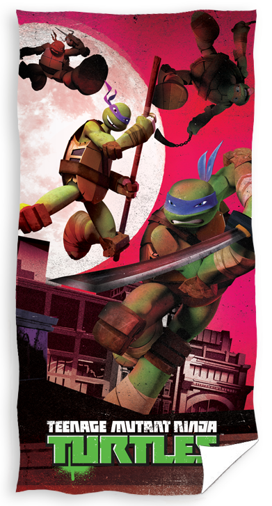 Ręczniki czerwone dla dzieci z postaciami z bajki Żółwie Ninja