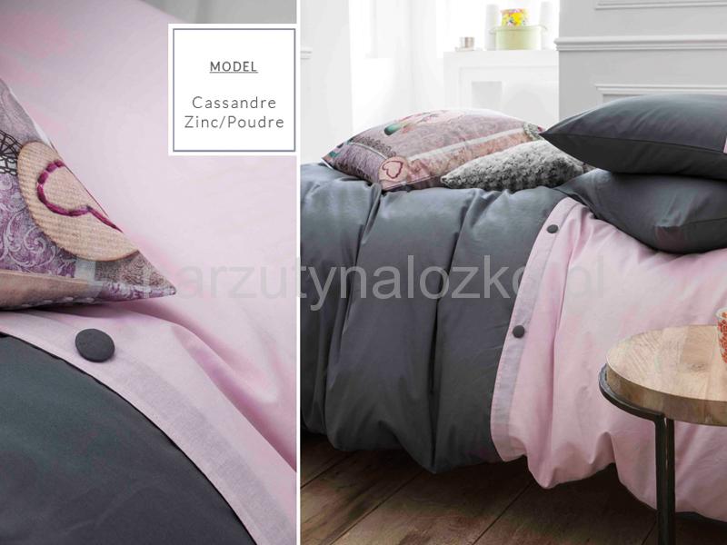 Nowoczesna pościel różowo szara na łóżko do sypialni