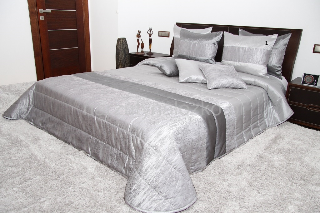 Luksusowa narzuta na łóżko w kolorze szarym