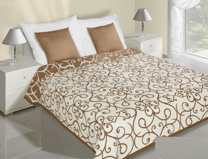 Beżowy ornament narzuta koloru kremowego dwustronna na łóżko