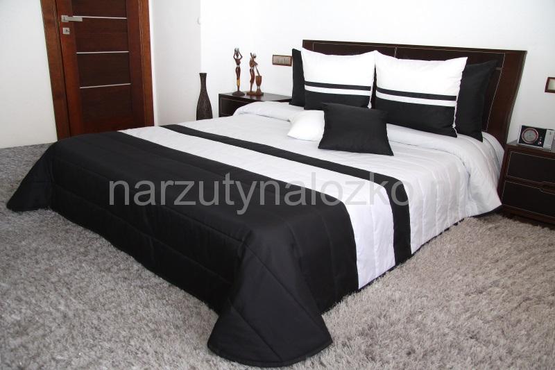 Pikowane narzuty luksusowe na łóżko w kolorze biało czarnym