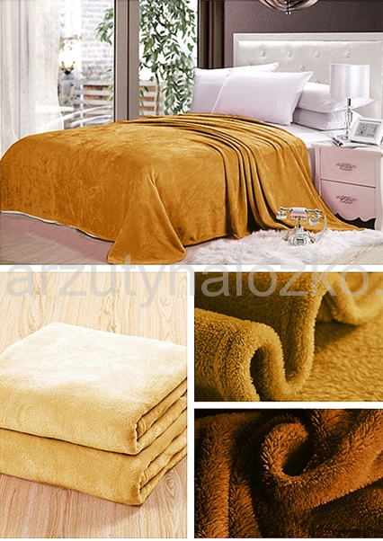 Koc na łóżko w kolorze miodowym