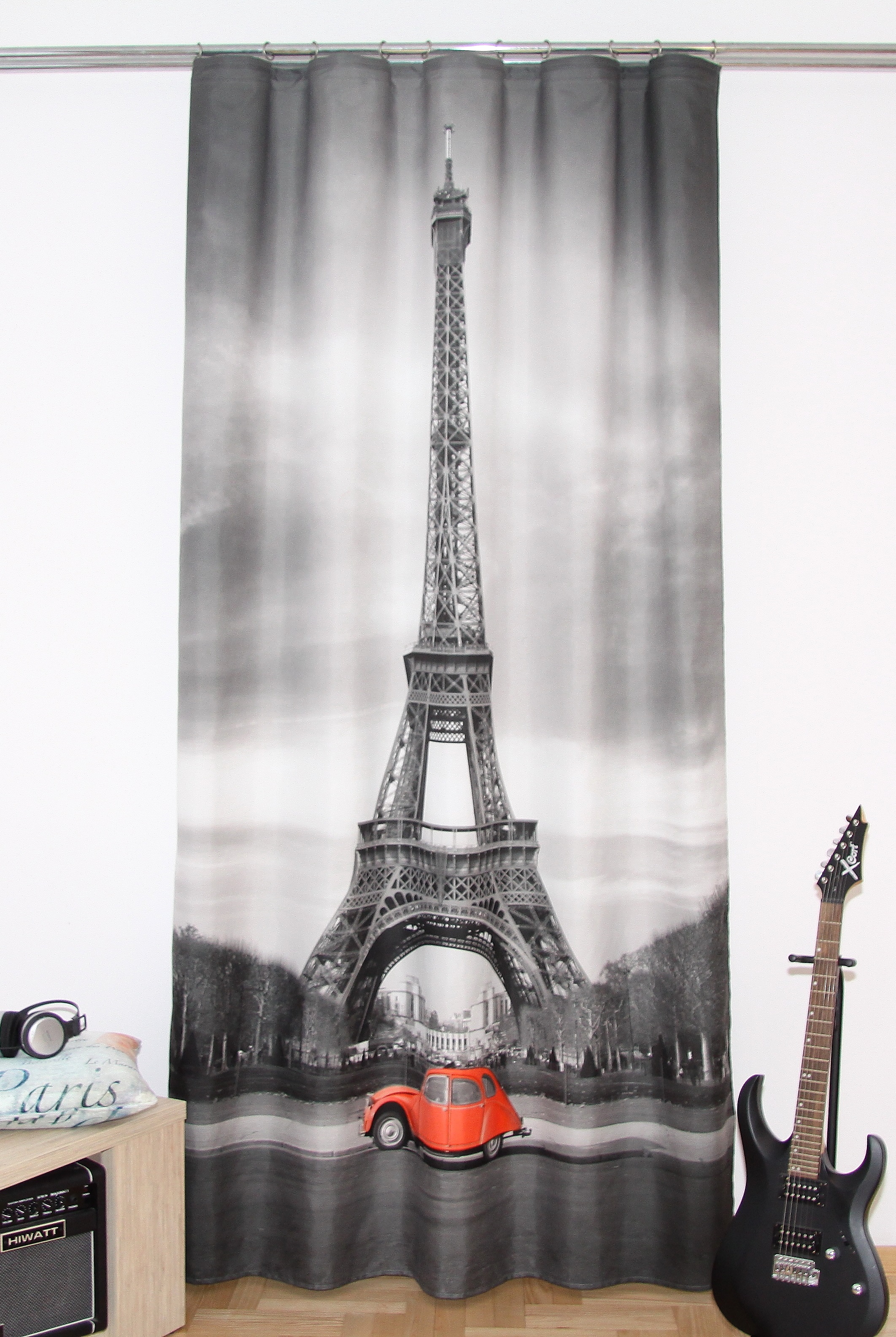 Wieża Eiffla zasłony 3D w kolorze szarym