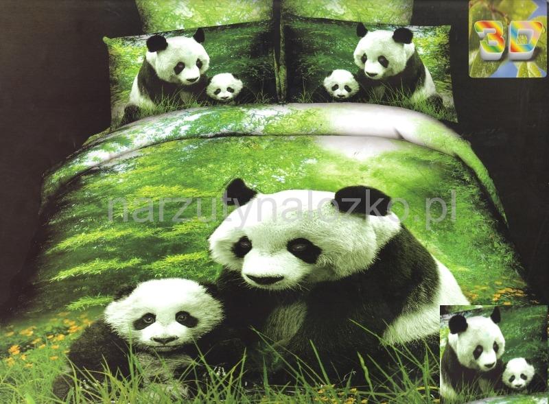 Zielona pościel do sypialni z dwiema pandami