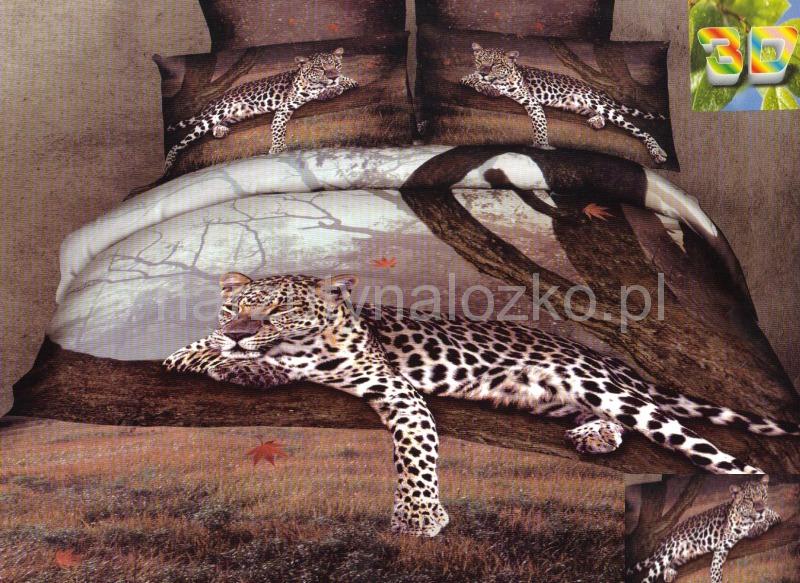 Gepard na drzewie bawełniana pościel w kolorze brązowym