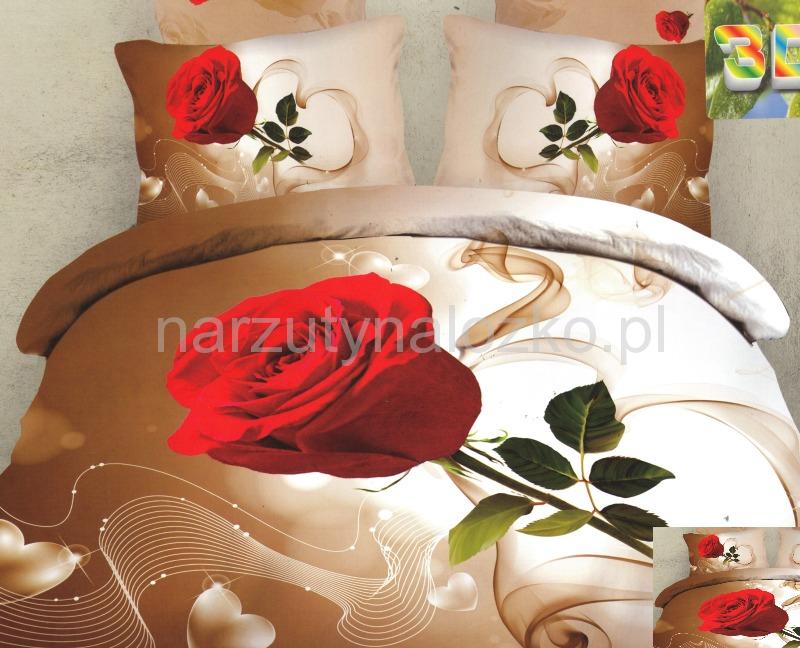 Czerwona róża pościel na łóżko w kolorze kremowym