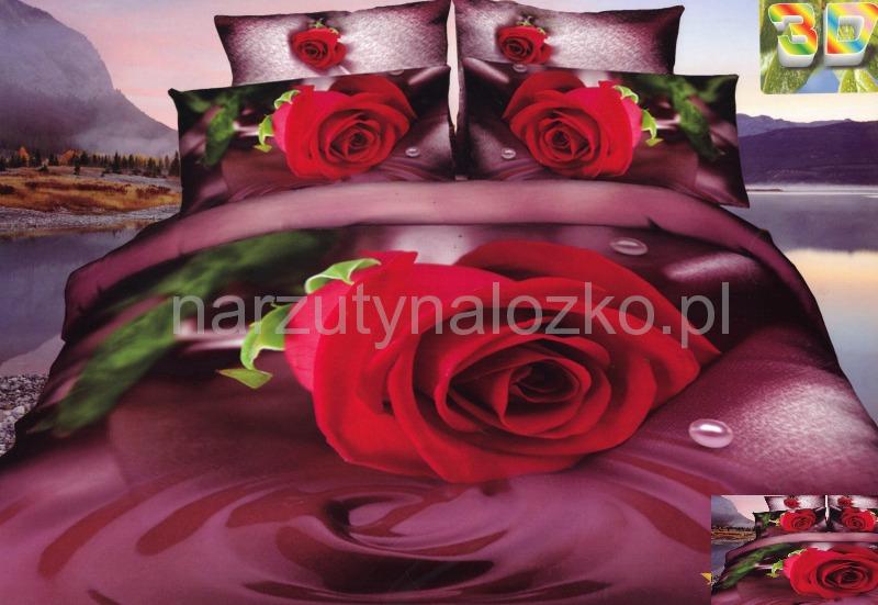 Czerwona róża modna bordowa pościel 3D do pokoju