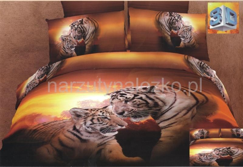 Zachód słońca dwa tygrysy pościel na łóżoko w kolorze beżowym