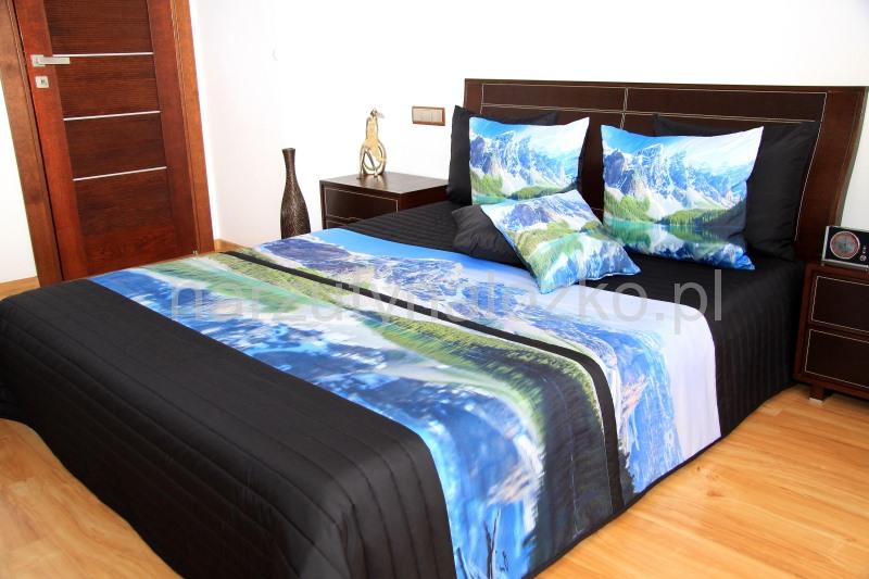 Góry jezioro narzuta koloru czarnego na łóżko sypialniane