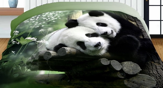 Zielone dwustronne narzuty na łóżko z przutylającymi się pandami
