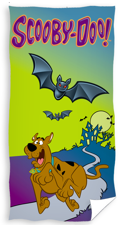 Zielony ręcznik plażowy dla dzieci z uciekającym Scooby Doo
