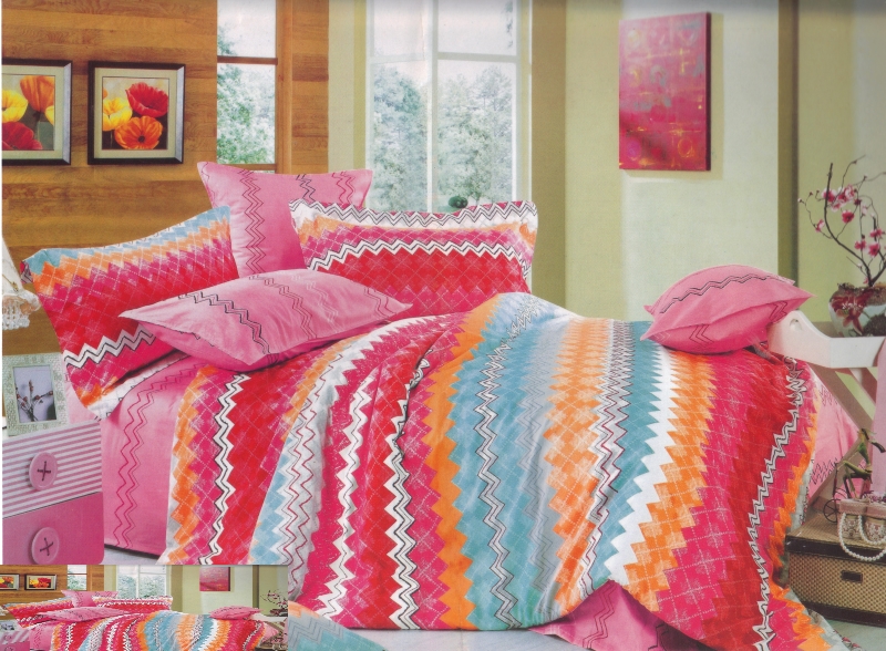 Pościel różowa na łóżko w kolorowe wzory