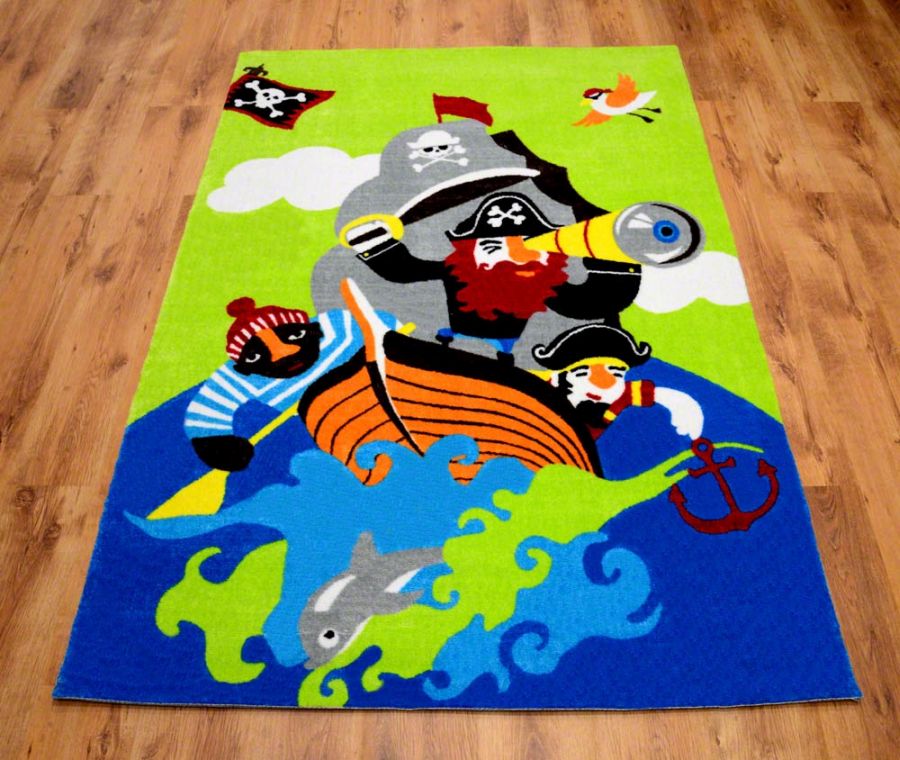 Pirat na statku zielone dywany dla chłopców
