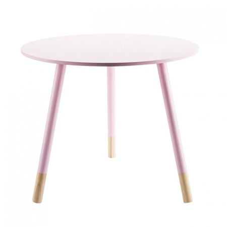 Drewniany stolik dekoracyjny w kolorze różowym