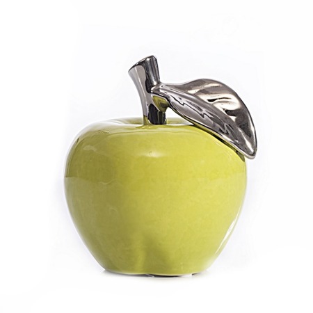 Ceramiczna zielona figurka w kształcie jabłka