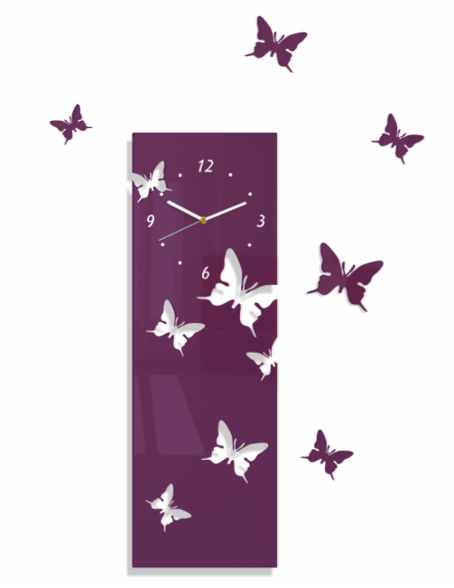 Nowoczesny podłużny zegar z motylami