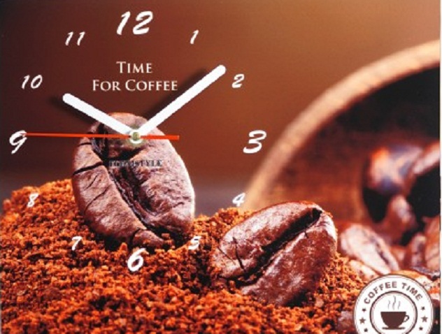 Zegar do kuchni brązowy z ziarnem kawy