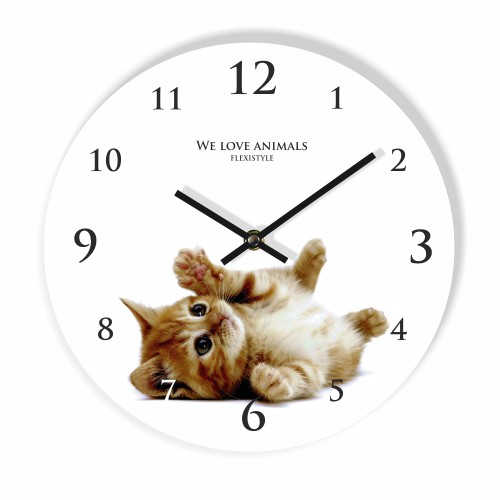 Zegar dla dziecka z kotkiem w kolorze białym