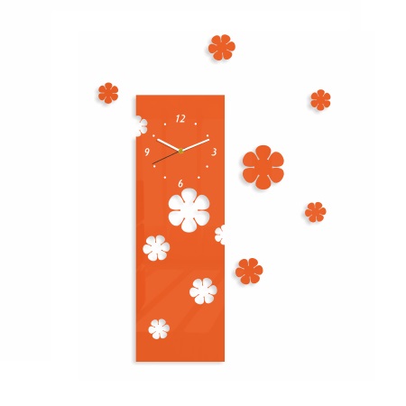 Zegar w kolorze pomarańczowym z tarczą