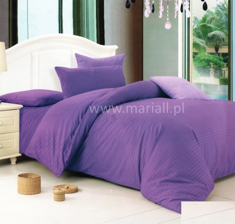 Klasyczna pościel w kolorze fioletowym w prążki 160x200 do sypialni