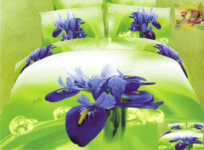 Zielone pościele 3D z motywem kwiatowym