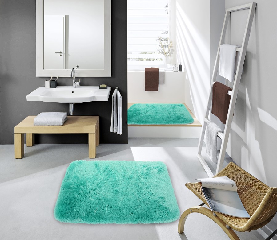 Miętowe dywaniki łazienkowe pluszowe przyjemne w dotyku 50x70