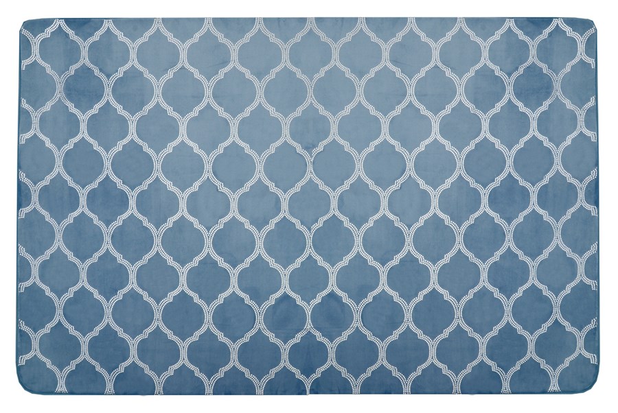 140x200 nowoczesne niebieskie pluszowe dywany w srebrne ozdobne wzory
