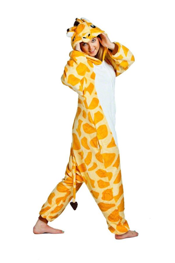 Wysokiej jakości piżama kombinezonowa z mikrofibry pomarańczowa żyrafa