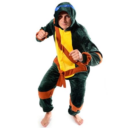 Modne kigurumi kigu piżama męska zielona żółw ninja z niebieskimi okularami