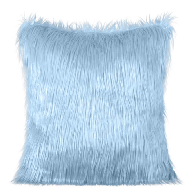 Nowoczesna jasnoniebieska poszewka włochata na poduszkę 45x45