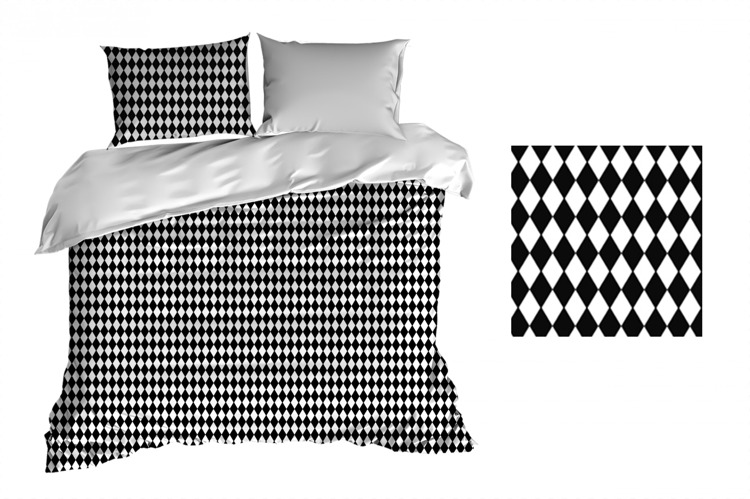 Biało czarna bawełniana pościel na łóżko 140x200