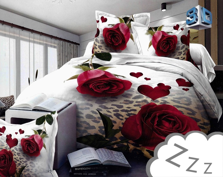 Śliczna biała pościel na łóżko w ozdobne róże