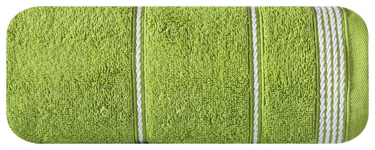 Dekoracyjny zielony ręcznik bawełniany z białymi przeszyciami